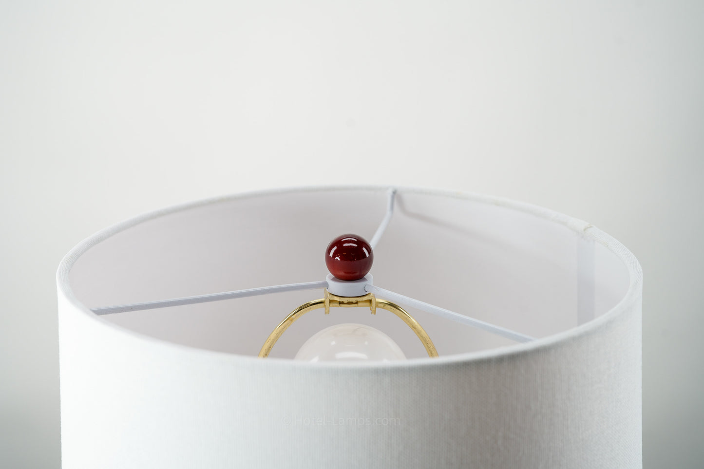 Blue Ceramic Sphere Table Lamp with Red Accents – USB & Outlet Charging Ports