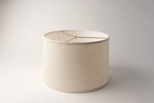 Short Drum Lampshade – White Burlap