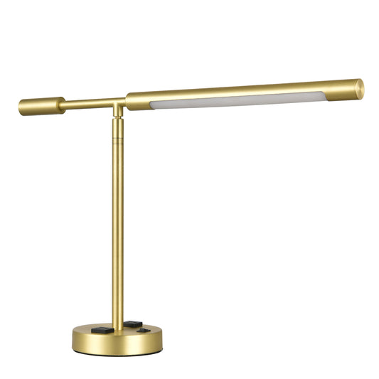 Plated Satin Brass Table Lamp – LED with 2 Outlets