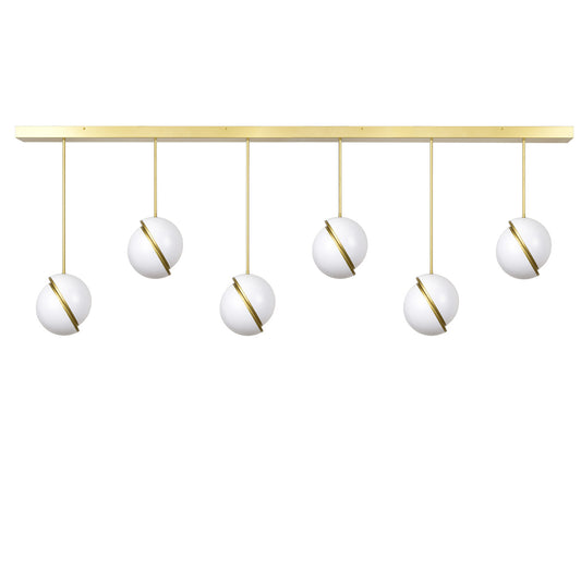 Stain Brass Hardwired Ceiling Lamp – 6 Light Linear E26 Fixture