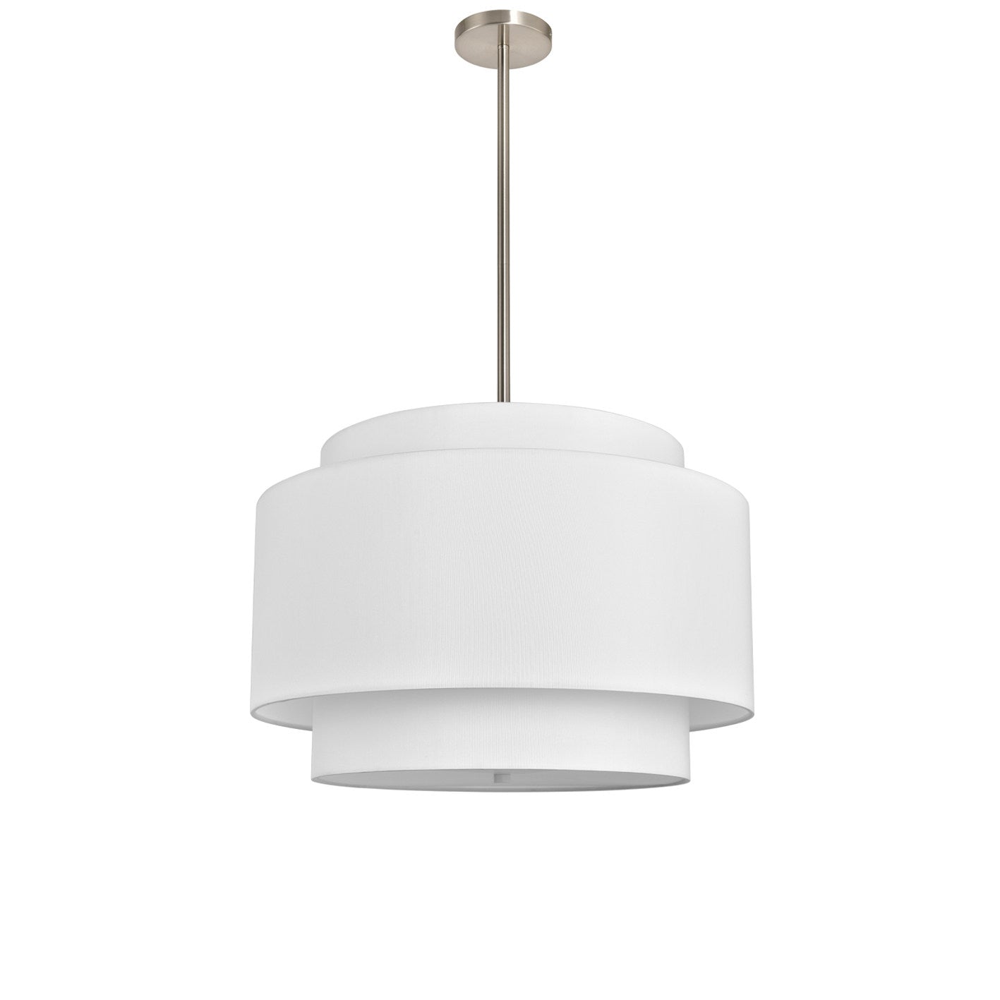 Brushed Nickel Hardwired Ceiling Lamp – 3 Light E26 Fixture with Fabric Shades