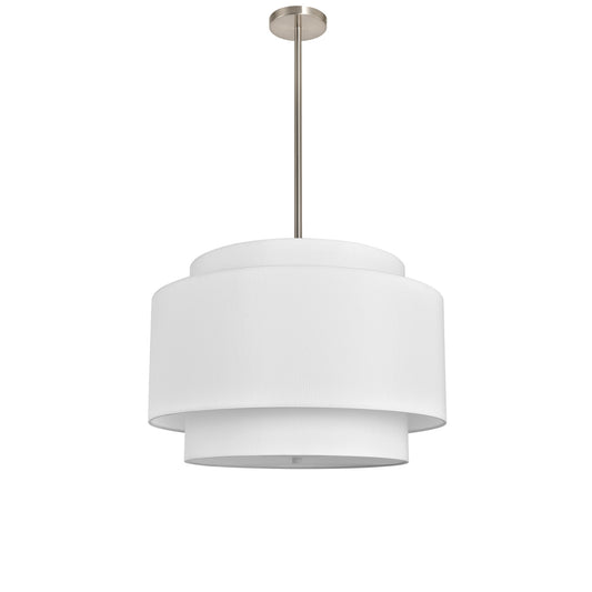 Brushed Nickel Hardwired Ceiling Lamp – 3 Light E26 Fixture with Fabric Shades