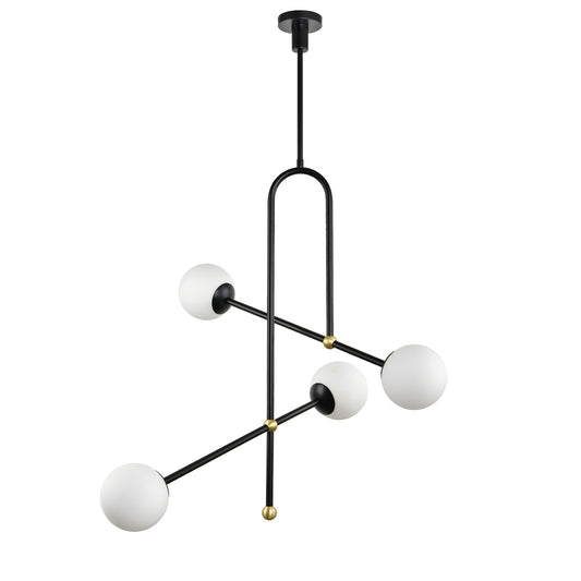 Matte Black Ceiling Lamp – Hardwired Fixture with Frosted Glass Shades