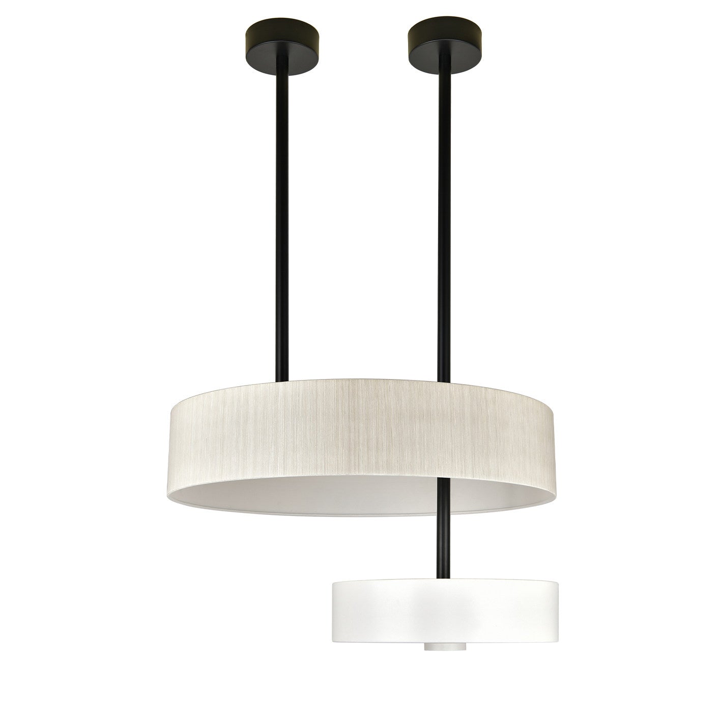 Matte Black Hardwired Ceiling Lamp with White & Wood Shades – 4 Light, 60W