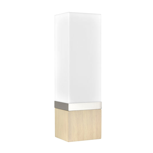 Brushed Nickel & Wood Wall Sconce – Hardwired LED/CFL with Acrylic Shade