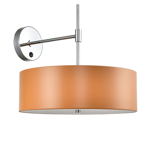 Wall Lamp Powder Coated Matte Black & Brown – Wall-Mounted Bedroom Light, Dual Socket