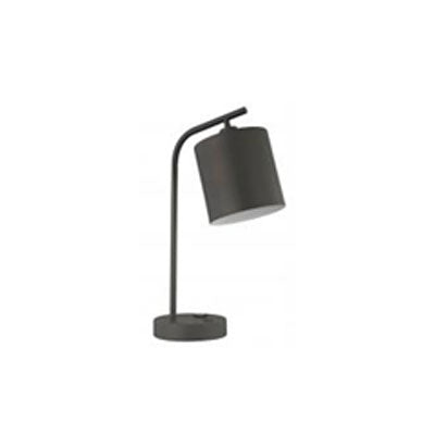 Casual Dark Bronze Desk Lamp with Built-In Outlet – 18W Medium Base