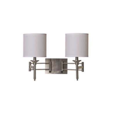 Double Swing Arm Nightstand Lamp – Satin Chrome with Dual 18W E26 Sockets