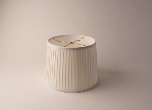 Drum English Side Pleat Bone Silk Lampshade – Soft-Sided Translucent Design