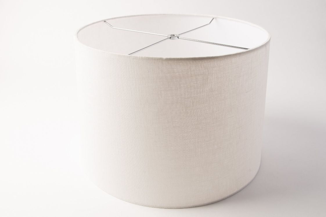 Drum Rolled Edge White Linen Lampshade – Hardback Translucent Design