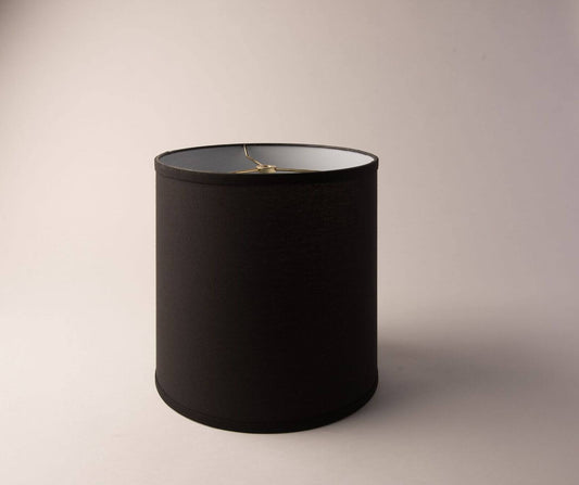 Drum Tall Black Linen Lampshade – Hardback Translucent Design