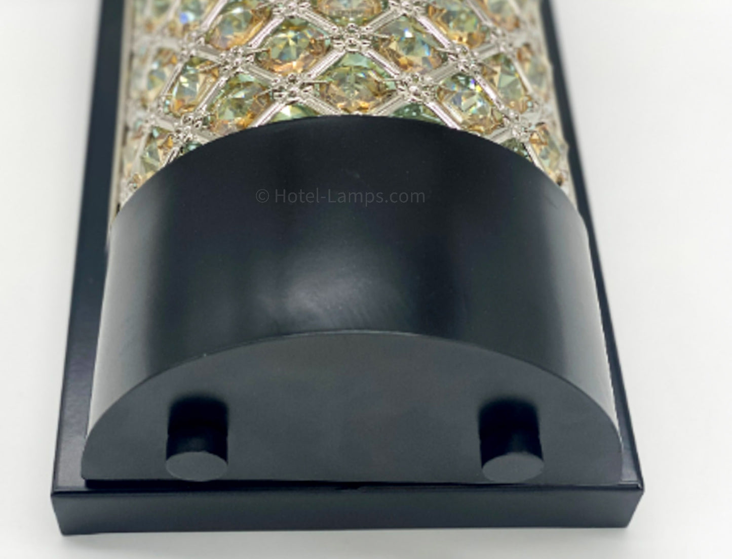 Elegant Beaded Crystal Wall Sconce – Flower Pattern, Black Metal Base, 2-Bulb Fixture
