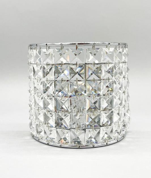 Elegant Square Beaded Crystal Wall Sconce – Chrome Finish, E12 Candelabra
