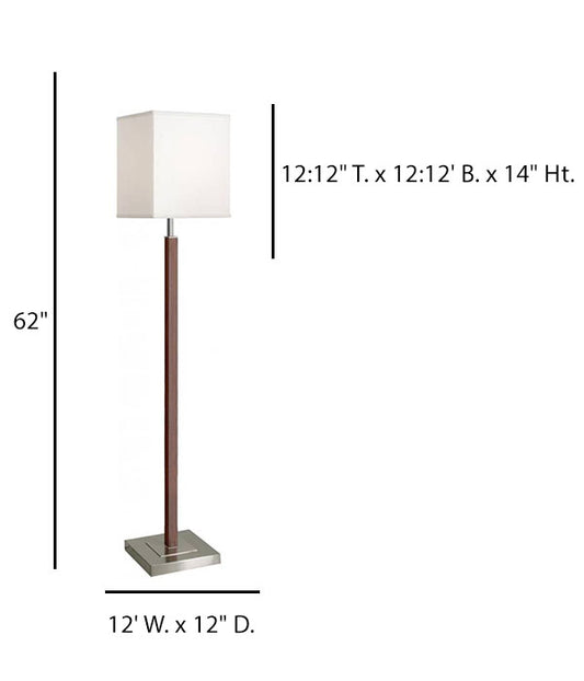 Dark Cherry Brushed Nickel Floor Lamp with Cream Linen Shade – HLHT7052