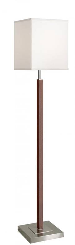 Dark Cherry Brushed Nickel Floor Lamp with Cream Linen Shade – HLW10058