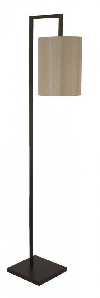 Medium Bronze Floor Lamp with Taupe Silk Shade – HLHF6008