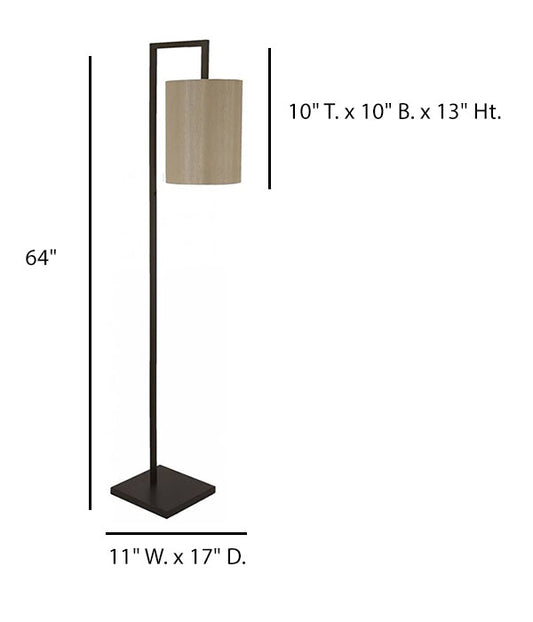 Medium Bronze Floor Lamp with Taupe Silk Shade – HLW10038