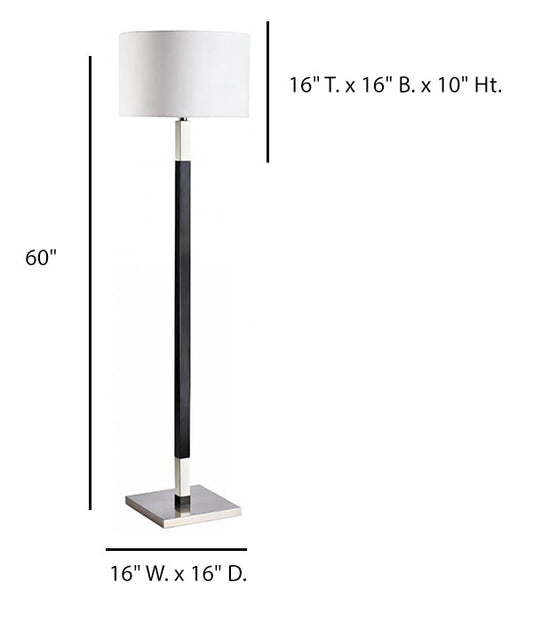 Ebony Brushed Nickel Floor Lamp with White Linen Shade – HLW10039