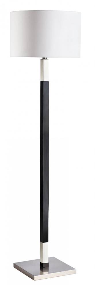 Ebony Brushed Nickel Floor Lamp with White Linen Shade – HLW10039