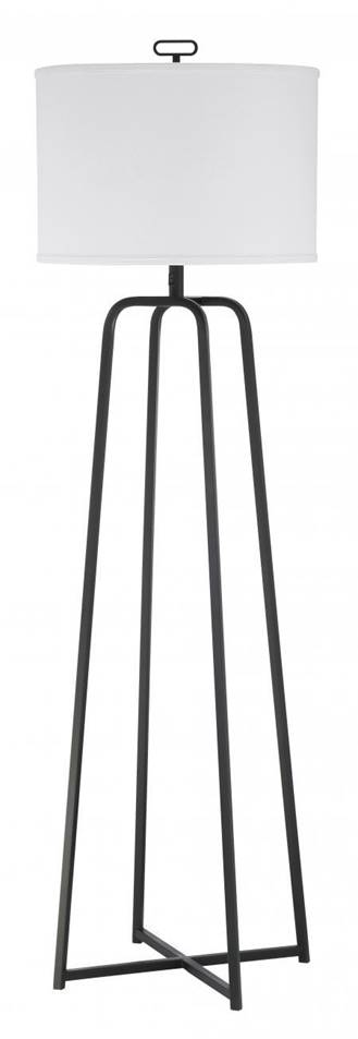 Matte Black LED Floor Lamp with Homespun White Shade – HLW10041