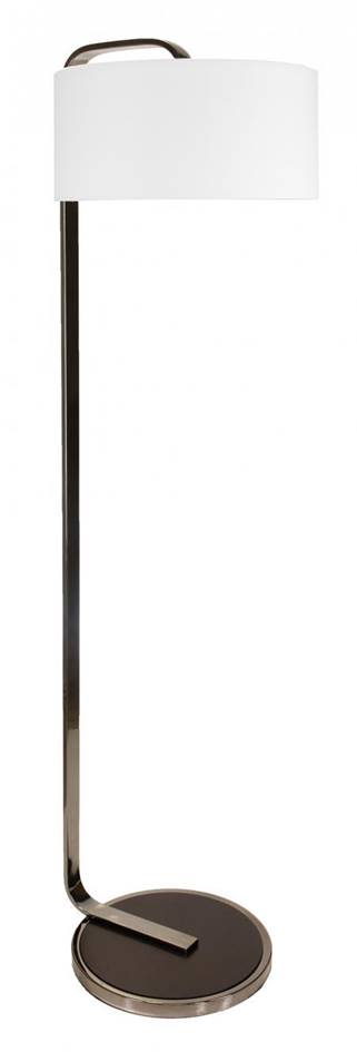 Black Chrome & Dark Cherry Floor Lamp with White Linen Shade – HLHF6012