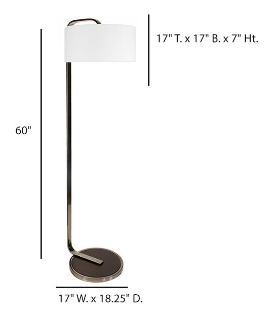 Black Chrome & Dark Cherry Floor Lamp with White Linen Shade – HLW10042