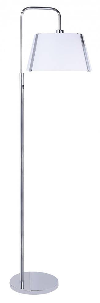 Polished Chrome Floor Lamp with White Linen Shade – HLHF6035
