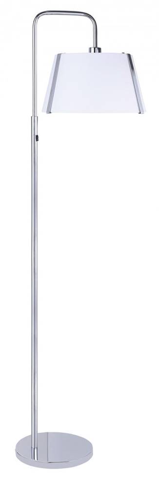 Polished Chrome Floor Lamp with White Linen Shade – HLW10048
