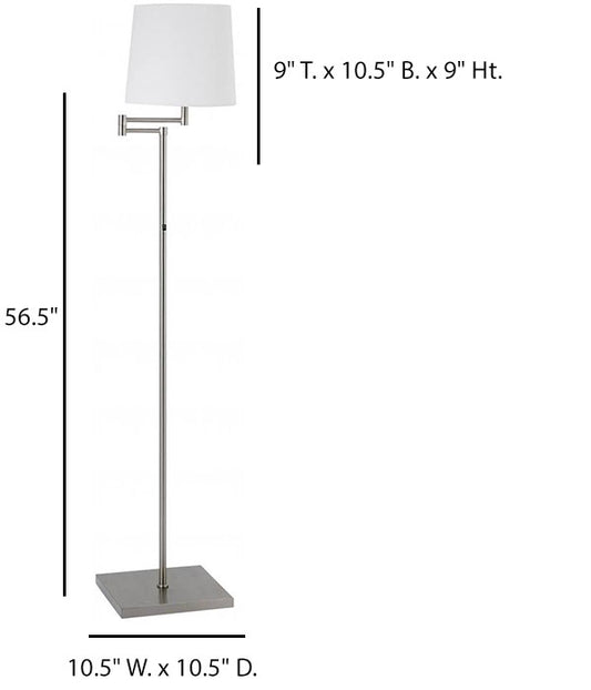 Brushed Nickel Floor Lamp with Ivory Linen Shade – HLHF6045