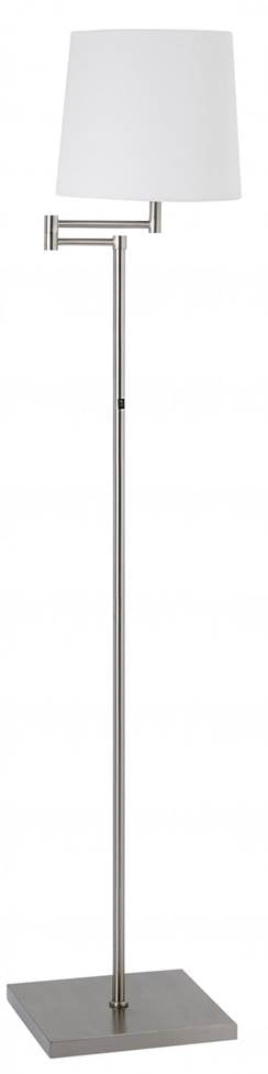 Brushed Nickel Floor Lamp with Ivory Linen Shade – HLHF6045