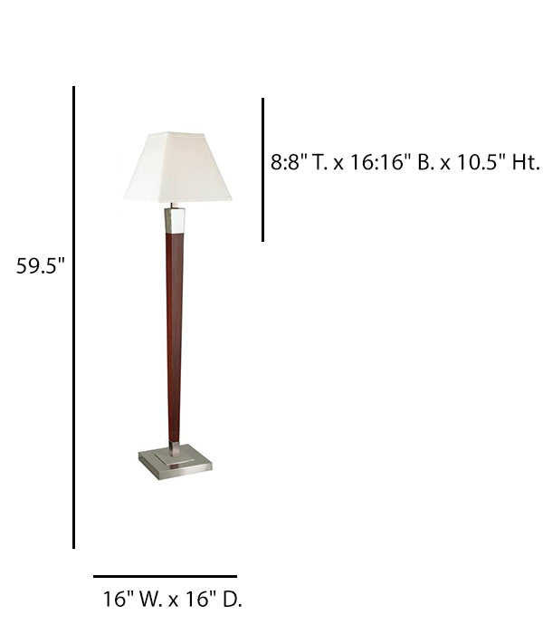 Warm Cherry Brushed Nickel Floor Lamp with Cream Linen Shade – HLHW10029