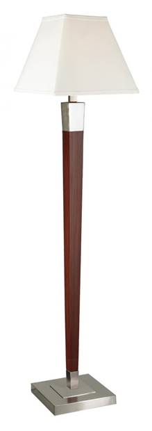 Warm Cherry Brushed Nickel Floor Lamp with Cream Linen Shade – HLHW10029