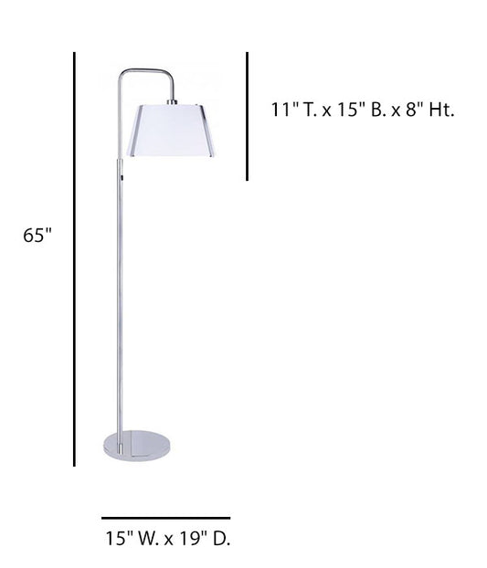 Polished Chrome Floor Lamp with White Linen Shade – HLHW10061