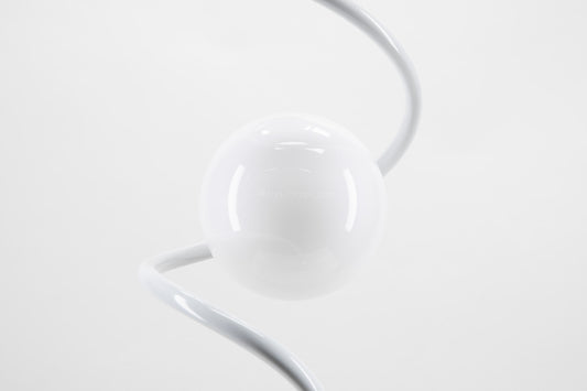 Modern Three-Bulb Floor Lamp – White Finish with Alabaster Glass Lenses