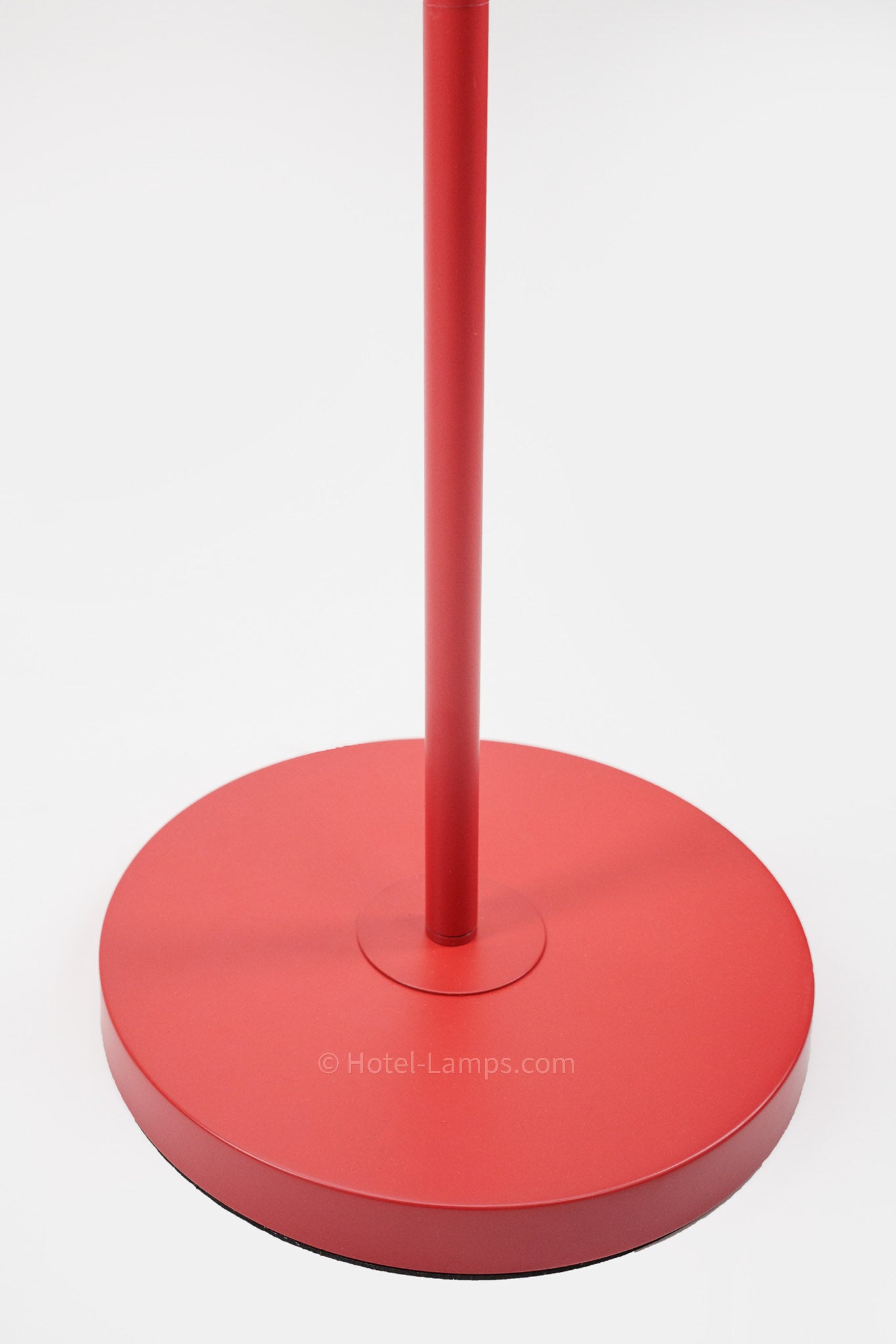 Modern Three-Bulb Floor Lamp – Red Finish with Alabaster Glass Lenses