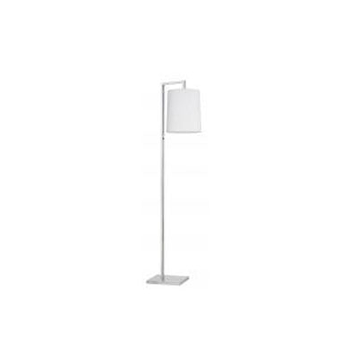Brushed Chrome Floor Lamp with White Linen Shade – 32W Medium Base (ADA Compliant)