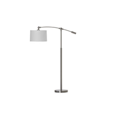 Satin Chrome Floor Lamp with White Linen Shade – 18W E26 (61” Height)