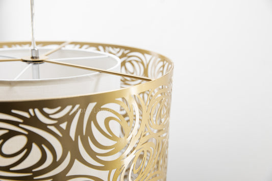 Golden Flower Metal Pendant Light – Elegant 3-Bulb Ceiling Fixture