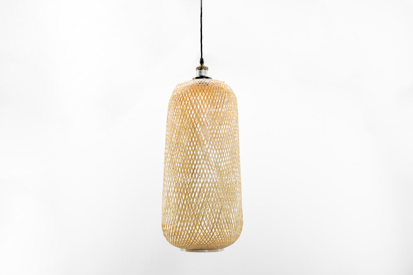Long Oval Woven Bamboo Pendant Light – Adjustable Natural Woven Ceiling Fixture