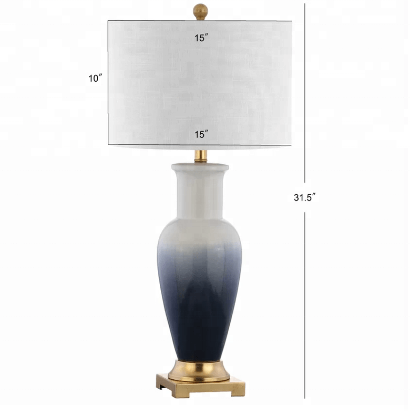Glossy Coral Ceramic Table Lamp with Gradient Glaze & White Linen Shade – HLHT7023