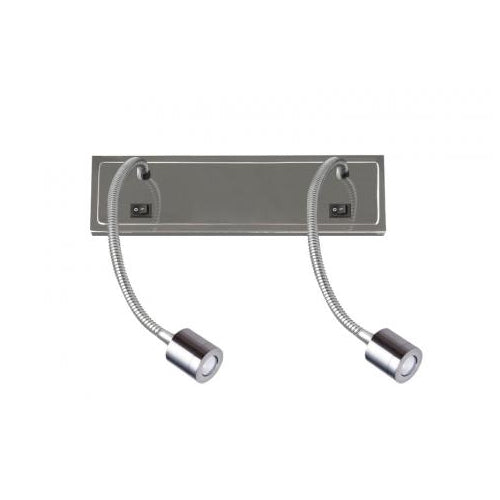 Polished Chrome Dual LED Headboard Reading Light – 2W Modern Hospitality Fixture (SKU: HGI-9882)
