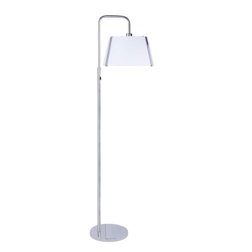 Polished Chrome Floor Lamp with White Linen Shade – 27W Medium Base Socket (SKU: HGI-9887)