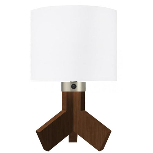 Walnut Heights Brushed Nickel Table Lamp – 100W Fluorescent/LED, White Linen Shade (SKU: HGI-9892)