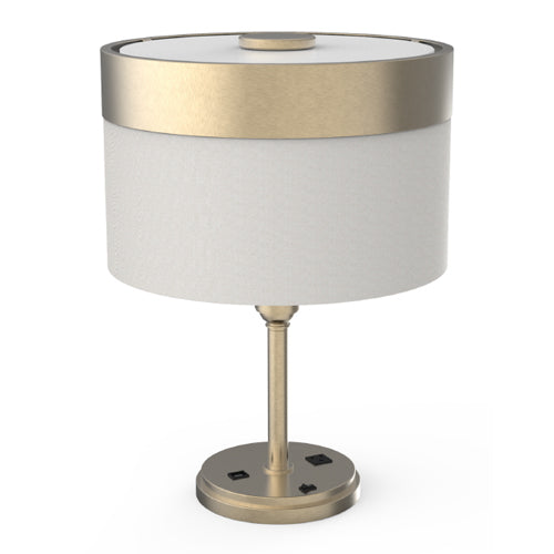 Parchment Hardback Table Lamp – Metal Shade, Dual E26, USB & Outlet, 22" Height