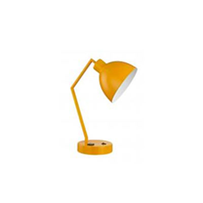 Signal Yellow Desk Lamp with Built-In Outlet – 18W Medium Base Socket