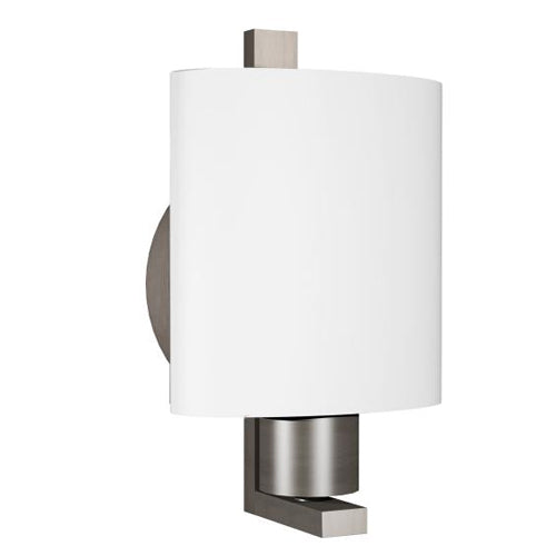 Brushed Nickel & Frosted White Glass Wall Sconce – 18W GU24 Hardwired Fixture (SKU: HIC-0032)