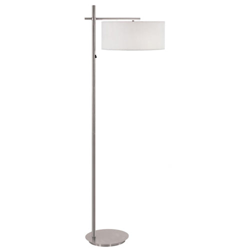 Blue & Brushed Nickel ADA Floor Lamp with Ivory Linen Shade – 62” Hospitality Lighting (SKU: HIC-0038)