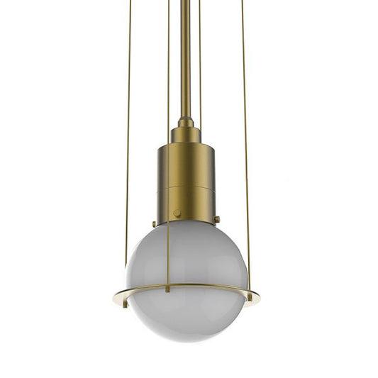 Sungold Pendant Light with Frosted White Glass Globe – Direct Wire 120V, E26 Socket (SKU: HIC-0057)