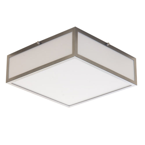 Modern Silver Ceiling Light with White Frosted Acrylic Lens – 12” x 12” Direct Wire Fixture, GU-24 Compatible