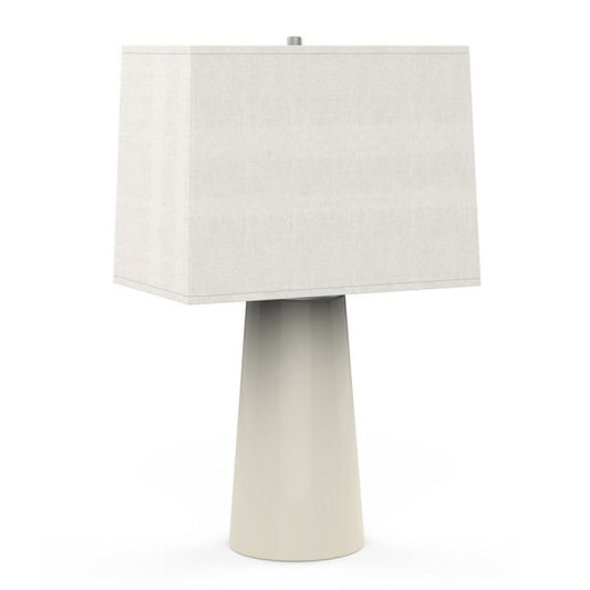 White Table Lamp with Cream Brussels Rectangular Hardback Shade – Dual GU-24 Polyresin Lamp